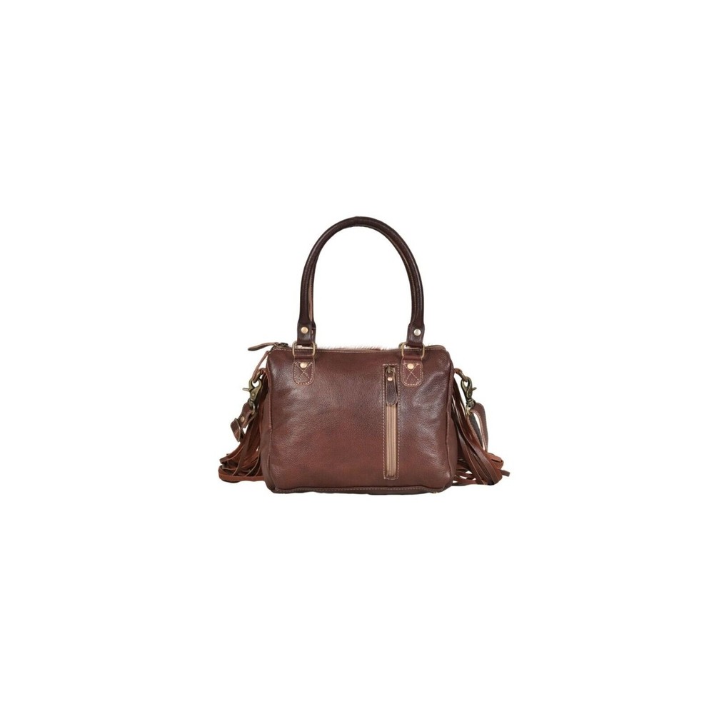 Myra Bag  Upcycled Canvas & Cowhide Concealed Carry Leather  Bag - Picture 3 of 6